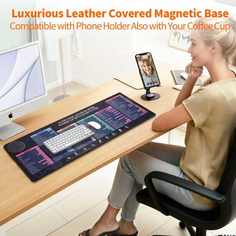 WeYingLe Excel Shortcut Keys Mouse Pad with 360Â° Rotatable Phone Holder, Non-Slip Desk Mat for Office & Gaming, Extra Keyboard Pad for Computer, Laptop, PC User.(Without Wireless Charger) - Image 3
